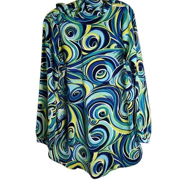 NWT Buckhead Betties Green & Blue Swirl Pattern Shift Blouse Size Large - Picture 8 of 11